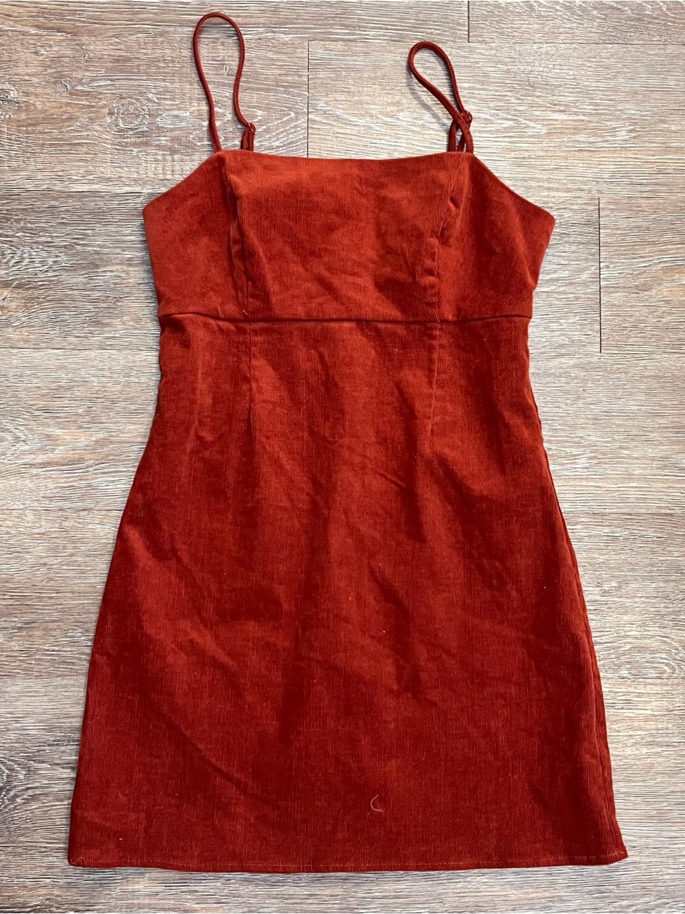 Lottie Moss Corduroy Mini Dress Rust Terracotta Spaghetti Strap | Size: M